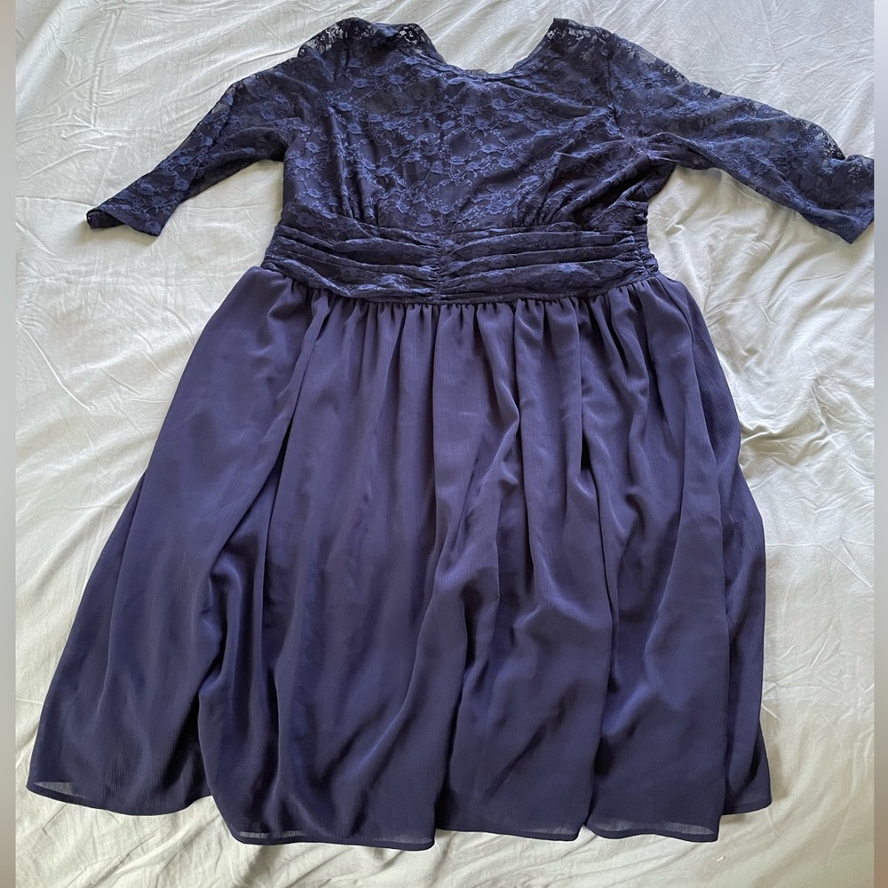 Navy Lace Detail Midi Dress, 2X/3X